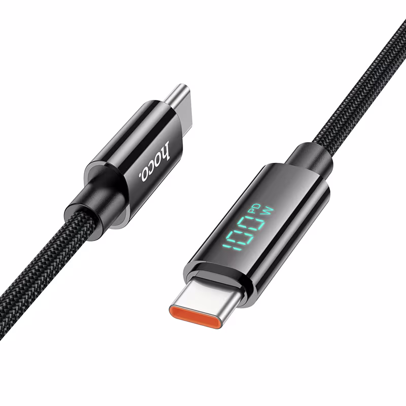 Кабель Hoco U125 Benefit 100W charging data cable with display Type-C to Type-C 1.2м чорний HC-U125-CC-Black