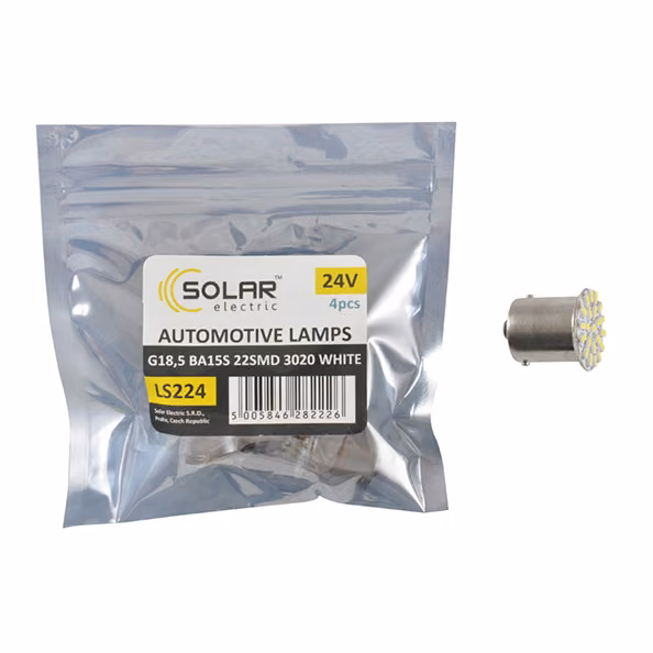 LED автолампа SOLAR 24V G18.5 BA15s 22smd 3020 white 4шт LS224_P
