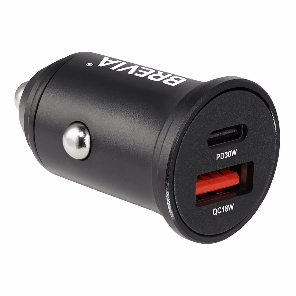 Автомобільний зарядний пристрій Brevia ePower DualMetal 48W 1xUSB-C+1xUSB-A, чорний 46248CAB 46248CAB