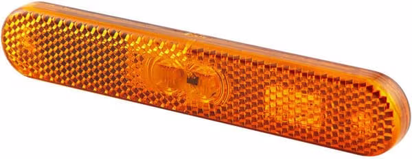 Габаритний ліхтар LED, 0,50 Вт, прямокутний, 12 В, жовтий, корпус: оранжевий, на болтах, 134,9x9,5x23,4 мм AMP вилка, 2 світлодіоди,Hella 2PS009226021