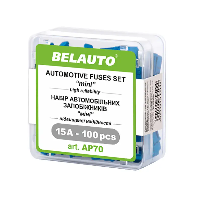 Набір запобіжників BELAUTO "міні" AP70, 15А, 100 шт. AP70