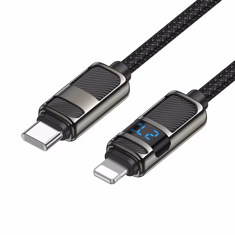 Кабель Hoco U137 Line PD charging data cable with display iP 1.2м чорний HC-U137-L-Black