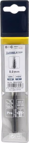 Свердло 8,0 мм HSS-DIN 338-G TURBO STEP