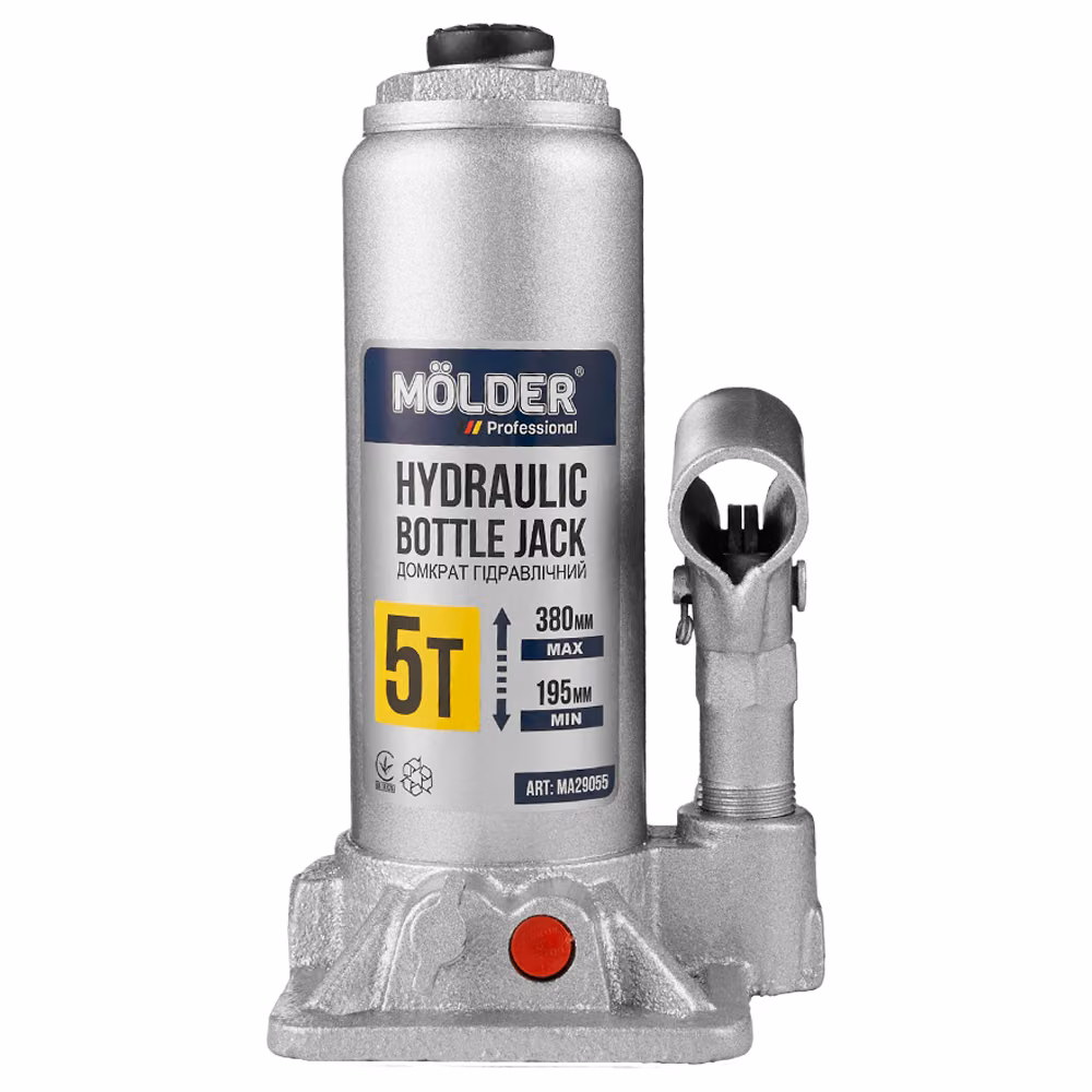 Домкрат гідравлічний пляшковий Molder 5т 195-380мм у кейсі MA29055 MA29055