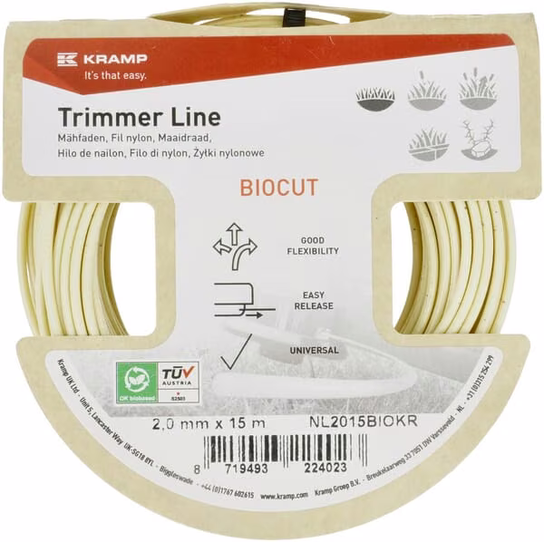 Волосінь тримерна Ø2,0х15 м, кругла Kramp Biocut Starch NL2015BIOKR