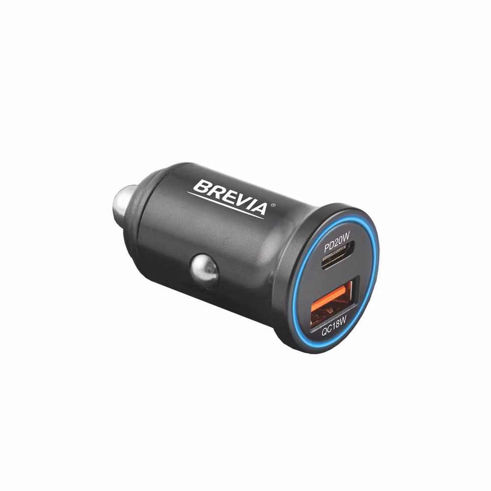 Автомобільний зарядний пристрій BREVIA ePower DualChargeLED 38W 1xUSB-C+1xUSB-A чорний 46038CALB 46038CALB