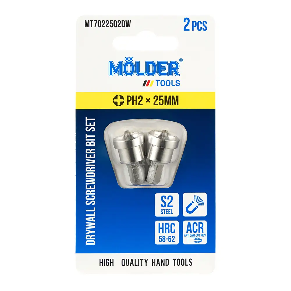 Набір біт Molder з обмежувачем для гіпсокартону PH2x25мм 2шт MT7022502DW MT7022502DW