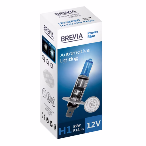 Галогенова лампа Brevia H1 12V 55W P14.5s Power Blue CP 12010PBC