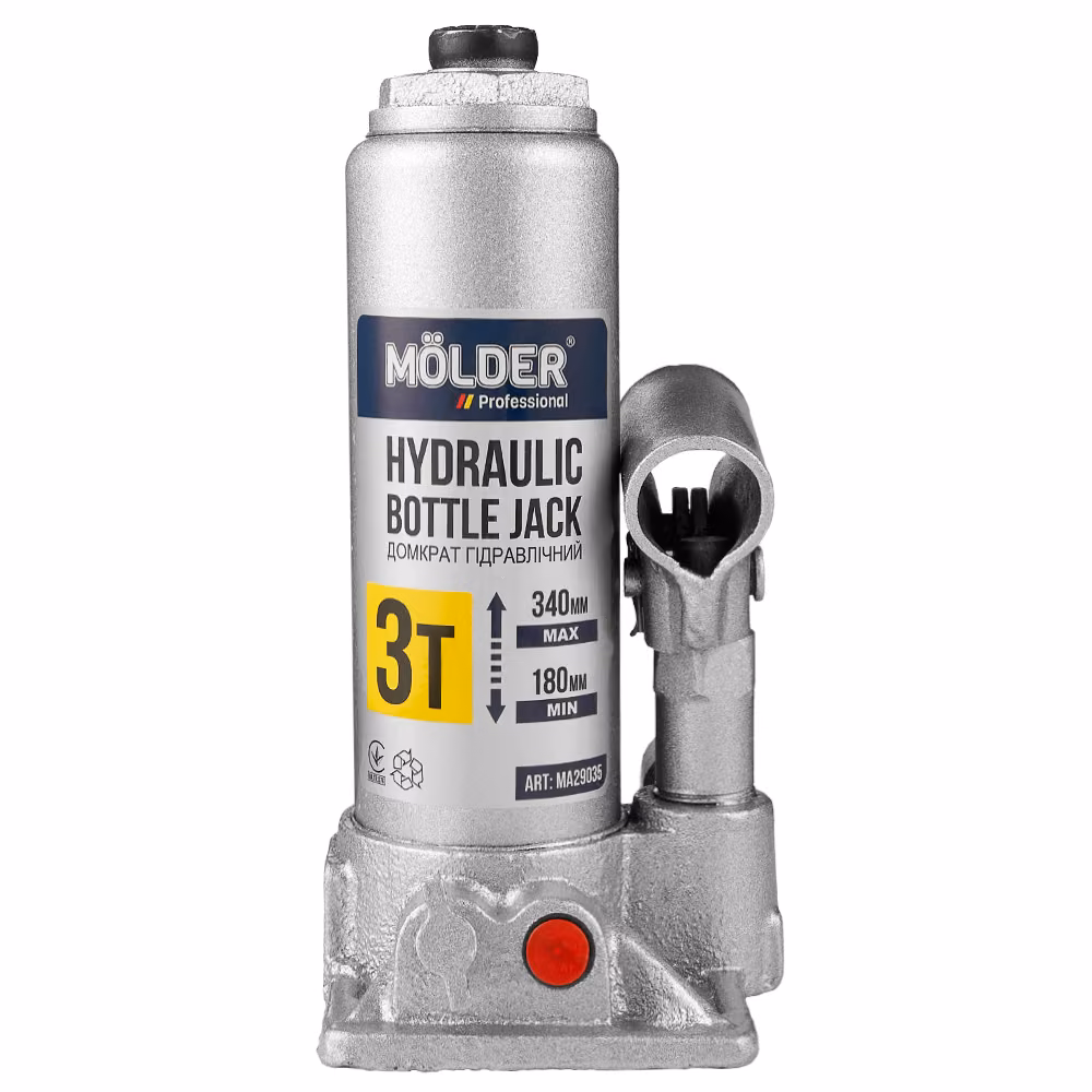 Домкрат гідравлічний пляшковий Molder 3т 180-340 мм у кейсі MA29035 MA29035