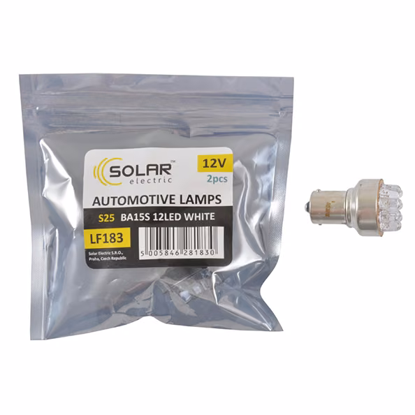 LED автолампа SOLAR 12V S25 BA15s 12leds white 2шт LF183_P