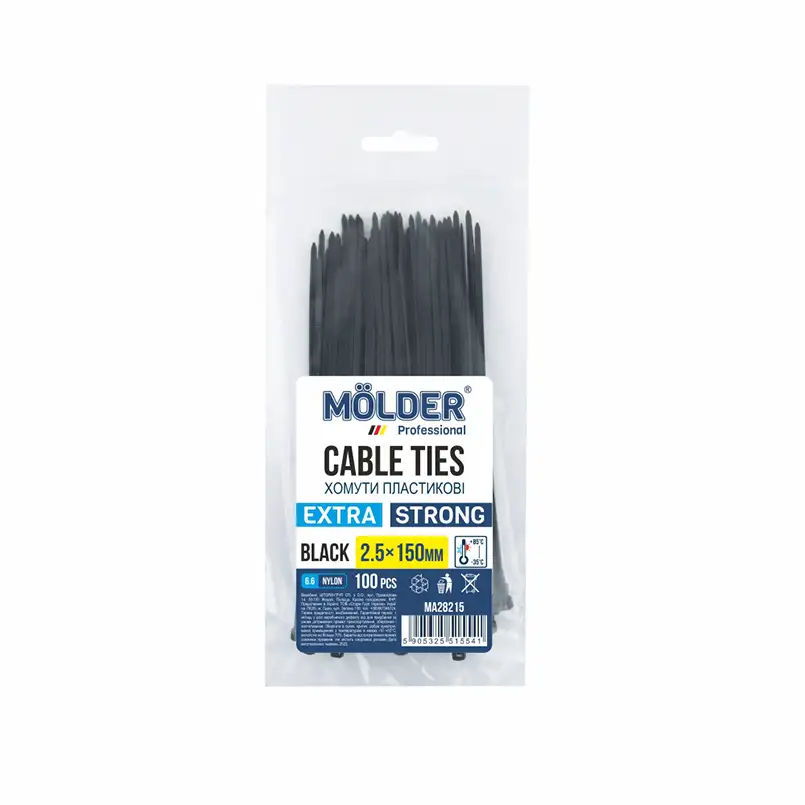 Хомути Molder пластикові чорні 2,5x150, 100шт MA28215