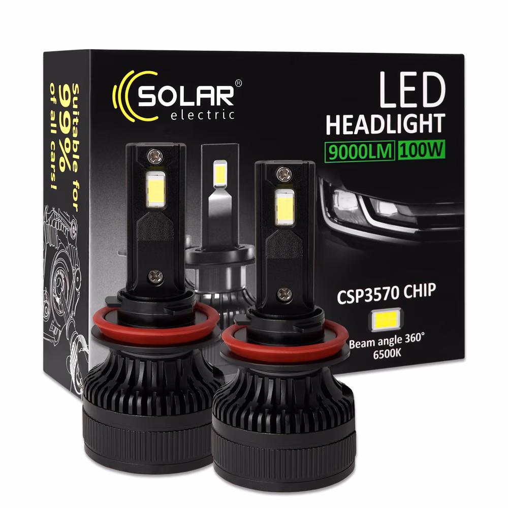 Автолампа Solar LED H8-H11-H16 12/24V 100W 9000Lm 6500K CSP3570 2шт 8611S2 8611S2