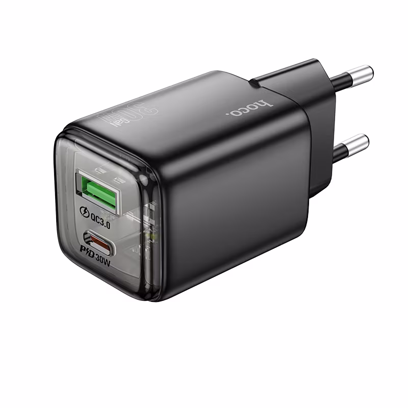 Мережевий зарядний пристрій Hoco N53 Monsoon PD30W+QC3.0 charger,(EU) black HC-N53-Black