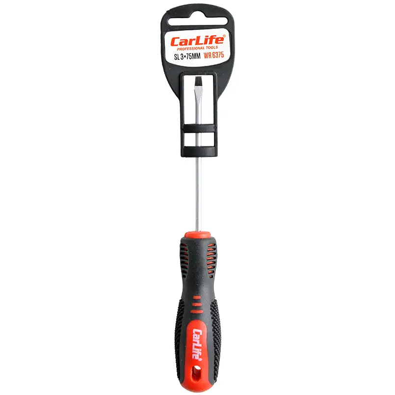 Викрутка шліцева CarLife WR6375 SL3x75mm, Cr-V 6150
