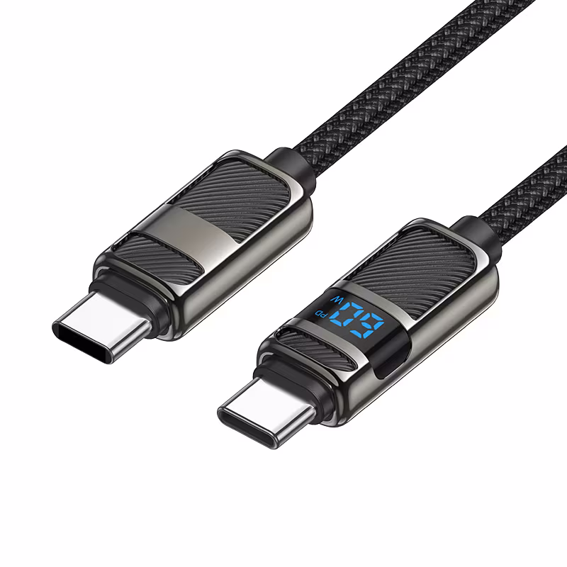 Кабель Hoco U137 Line 60W charging data cable with display C to C 1.2м чорний HC-U137-CC-Black