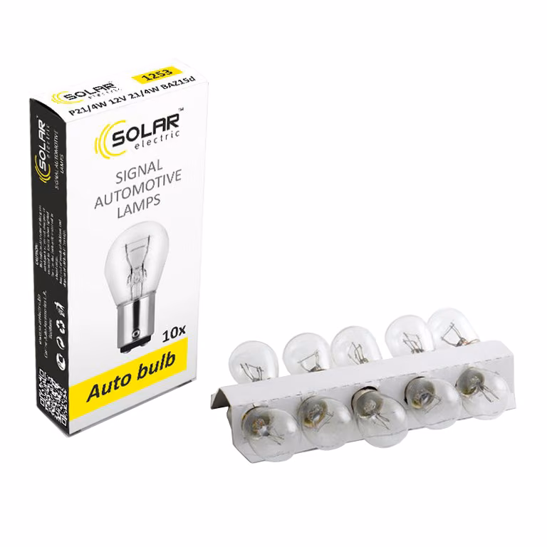 Лампа розжарювання SOLAR P21/4W 12V 21/4W BAZ15d, 10шт 1253