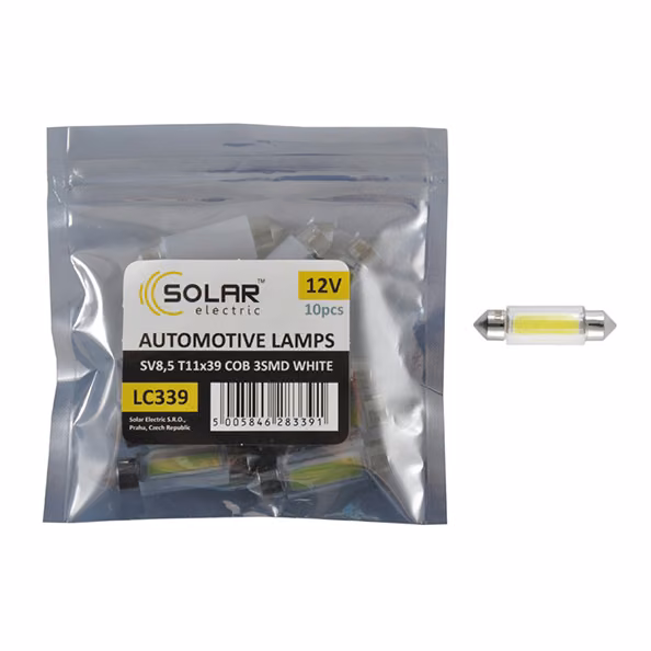LED автолампа SOLAR 12V SV8.5 T11x39 COB-3SMD white 10шт LC339_P