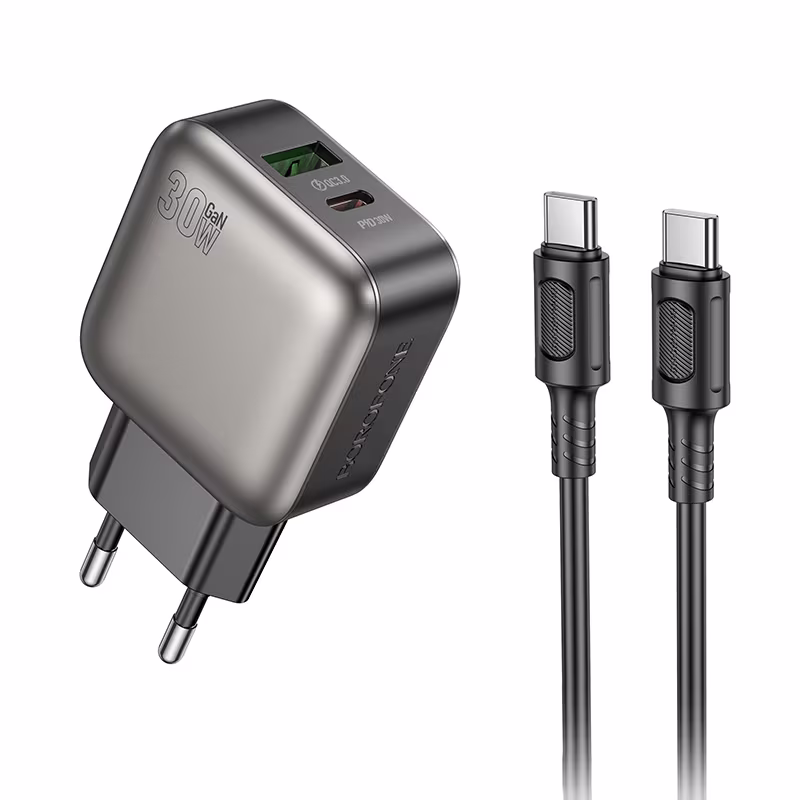 Мережевий зарядний пристрій Borofone BAS55A Absolute PD30W+QC3.0 charger set (C to C) (EU) чорний BF-BAS55A-CC-Black