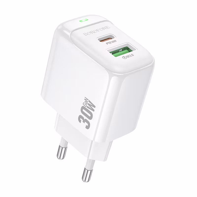 Мережевий зарядний пристрій Borofone BAS45A Potential PD30W+QC3.0 charger,(EU)white BF-BAS45A-White