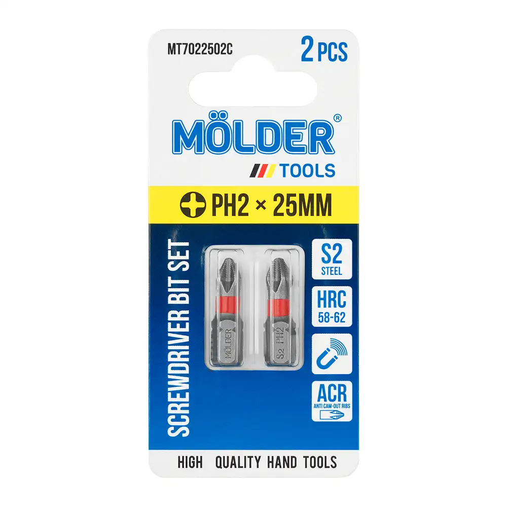 Набір біт Molder PH2x 25мм 2шт (кольорове маркування) MT7022502C