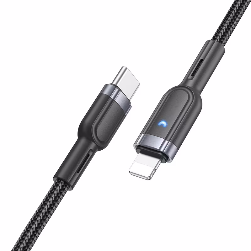 Кабель Hoco U117 Grand PD intelligent power-off charging data cable iP 1.2м чорний HC-U117-L-Black