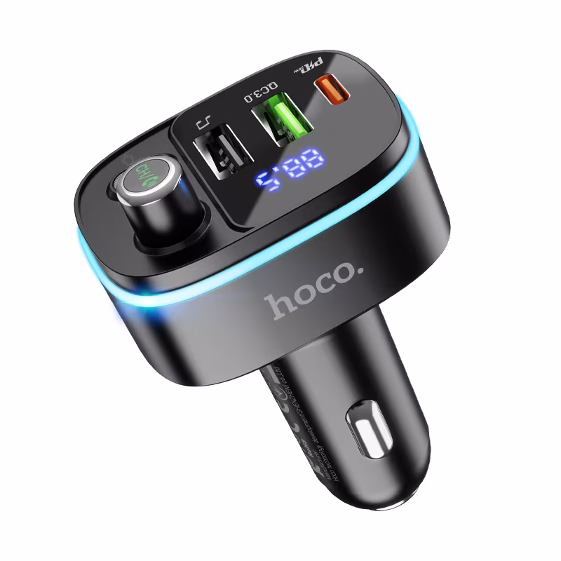 FM-трансмітер Hoco E62 Fast PD20W+QC3.0 car BT FM transmitter чорний HC-E62-Black