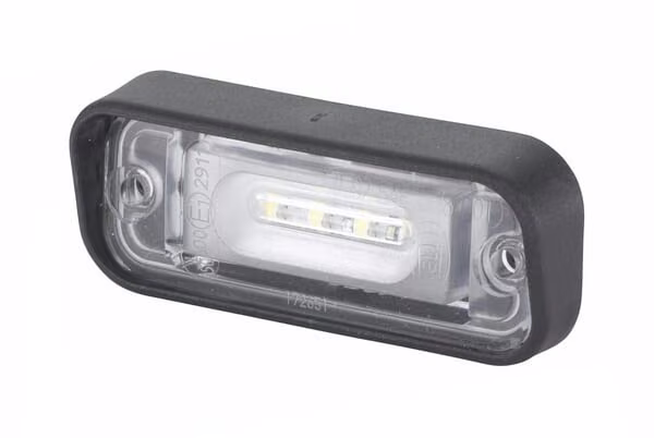 Освітлення номерного знака LED, прямокутне, 12В, біле, на болтах, 82,7x111x326 мм, втулка для леза, 4 світлодіоди,Hella 2KA010278411