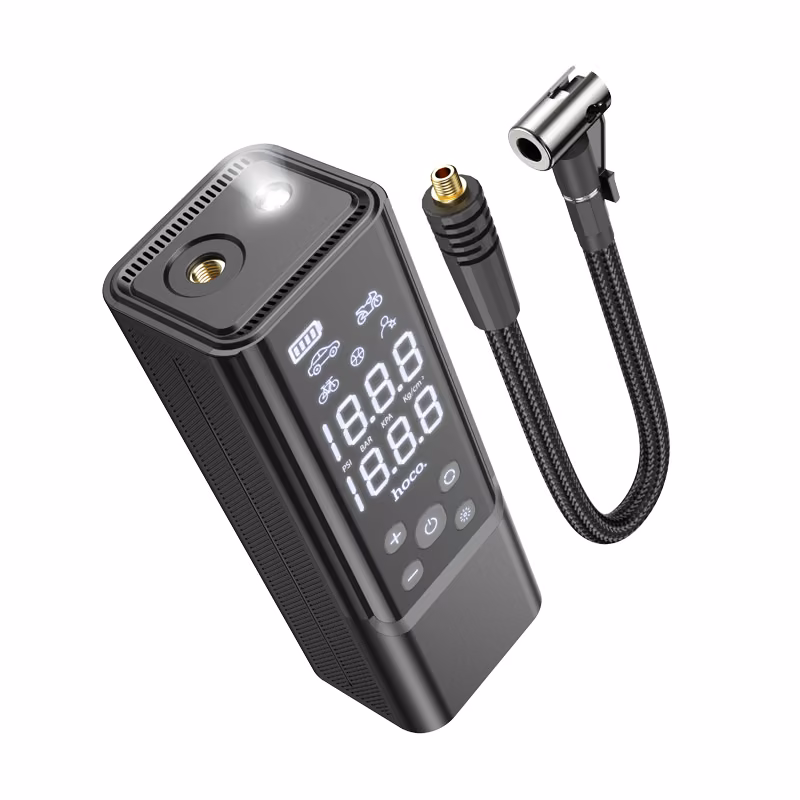 Компресор автомобільний Hoco ZP7 Maddy portable smart air pump(5000mAh), black