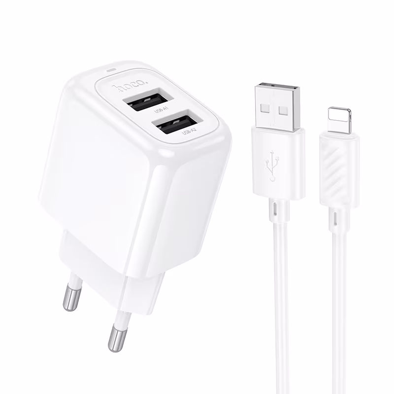 Мережевий зарядний пристрій Hoco CS51A Surplus dual-port charger (EU) white HC-CS51A-UL-White