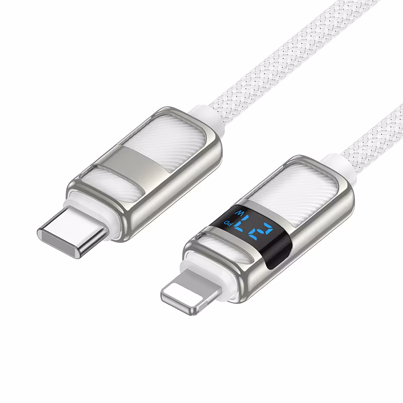 Кабель Hoco U137 Line PD charging data cable with display iP 1.2м білий HC-U137-L-White
