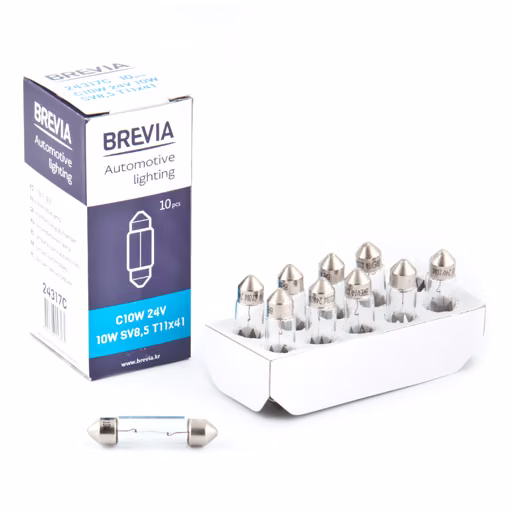 Лампа розжарювання Brevia C10W 24V 10W SV8.5 T11x41 CP 24317C