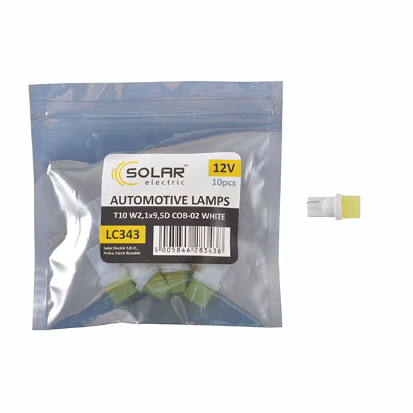 LED автолампа SOLAR 12V T10 W2.1x9.5d 1COB white 10шт LC343_P