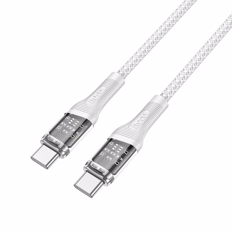 Кабель Hoco U111 Type-C to Type-C Transparent Discovery Edition 60W charging data cable 1.2м сірий
