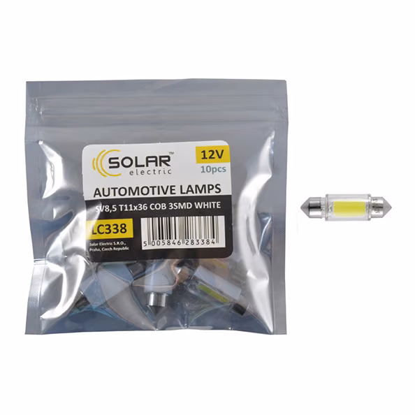 LED автолампа SOLAR 12V SV8.5 T11x36 COB-3SMD white 10шт LC338_P