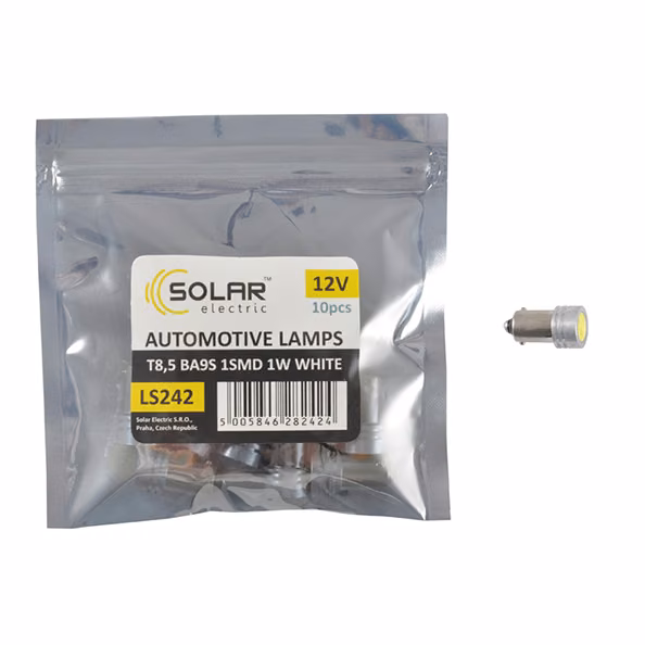 LED автолампа SOLAR 12V T8.5 BA9s 1SMD 1W white 10шт LS242_P