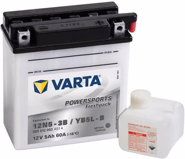 Акумулятор 12В 5Аг 60A Powersports Freshpack VARTA 505012006I314PS