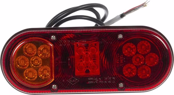 Задній ліхтар LED лівий, прямокутний, 12/24В, червоно-помаранчевий, 205x53,6x80 мм, Gopart LA45007