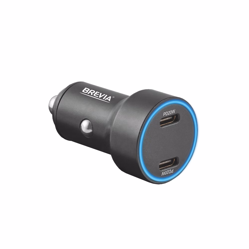 Автомобільний зарядний пристрій BREVIA ePower DualCharge Display 40W 2xUSB-C чорний 46040DCLB 46040DCLB