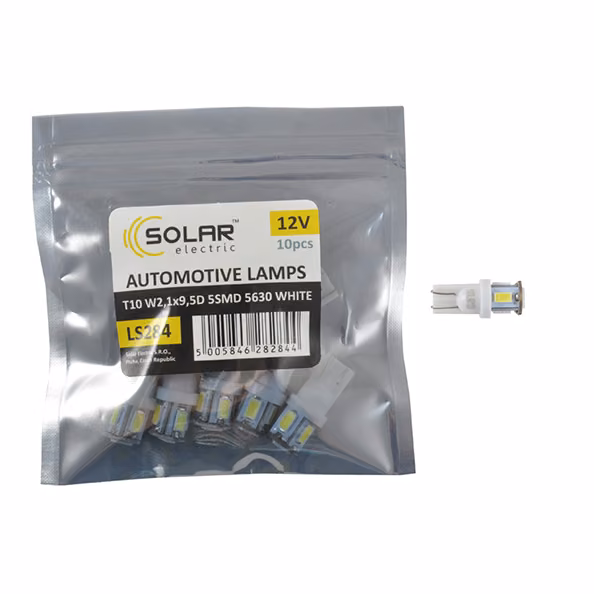 LED автолампа SOLAR 12V T10 W2.1x9.5d 5SMD 5630 white 10шт LS284_P