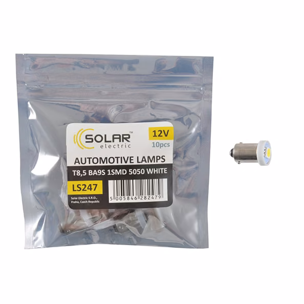 LED автолампа SOLAR 12V T8.5 BA9s 1smd 5050 white 10шт LS247_P