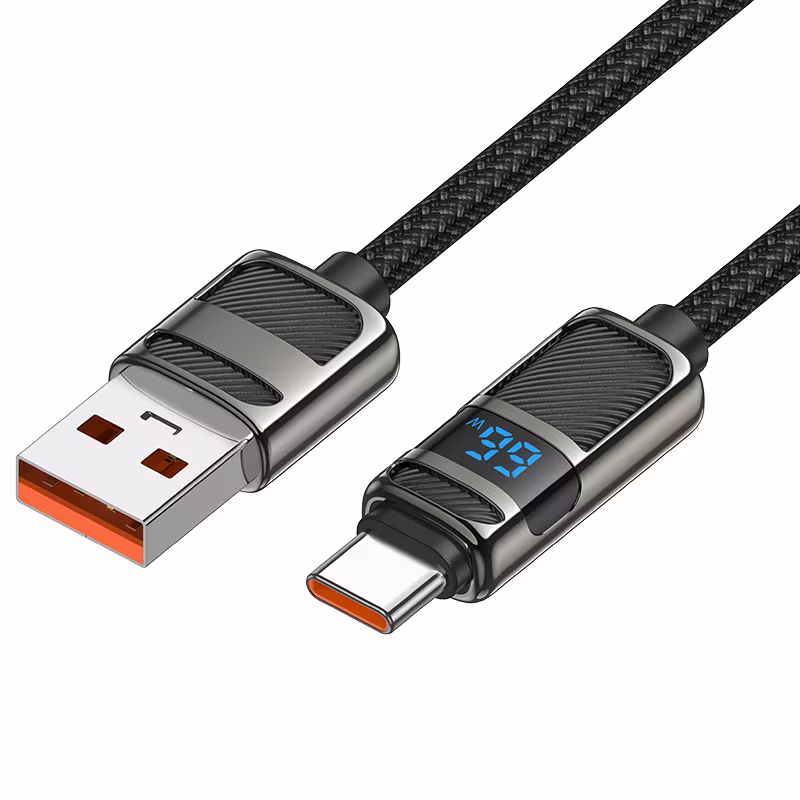 Кабель Hoco U137 5A Line charging data cable with display Type-C 1.2м чорний HC-U137-UC-Black