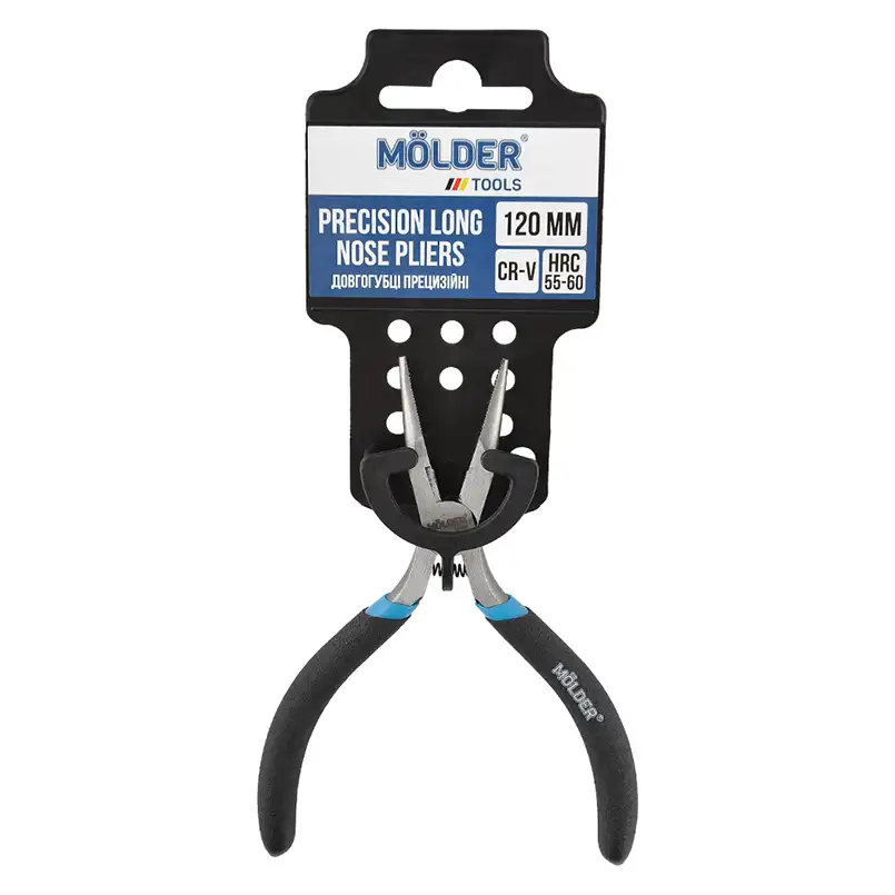 Довгогубці прецизійні MOLDER MT41012 Cr-V 120мм, прогумована ручка MT41012