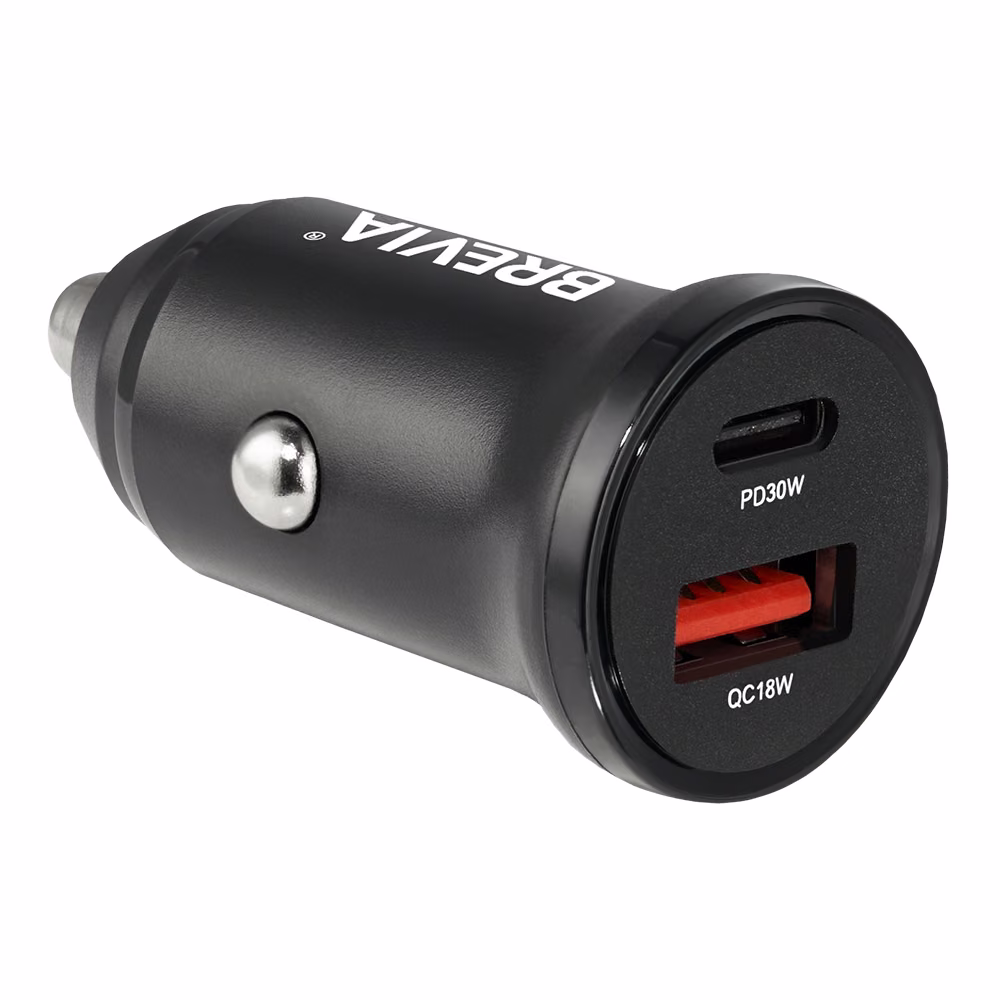 Автомобільний зарядний пристрій Brevia ePower DualCharge 30W 1xUSB-C+1xUSB-A, чорний 46430CAB 46430CAB