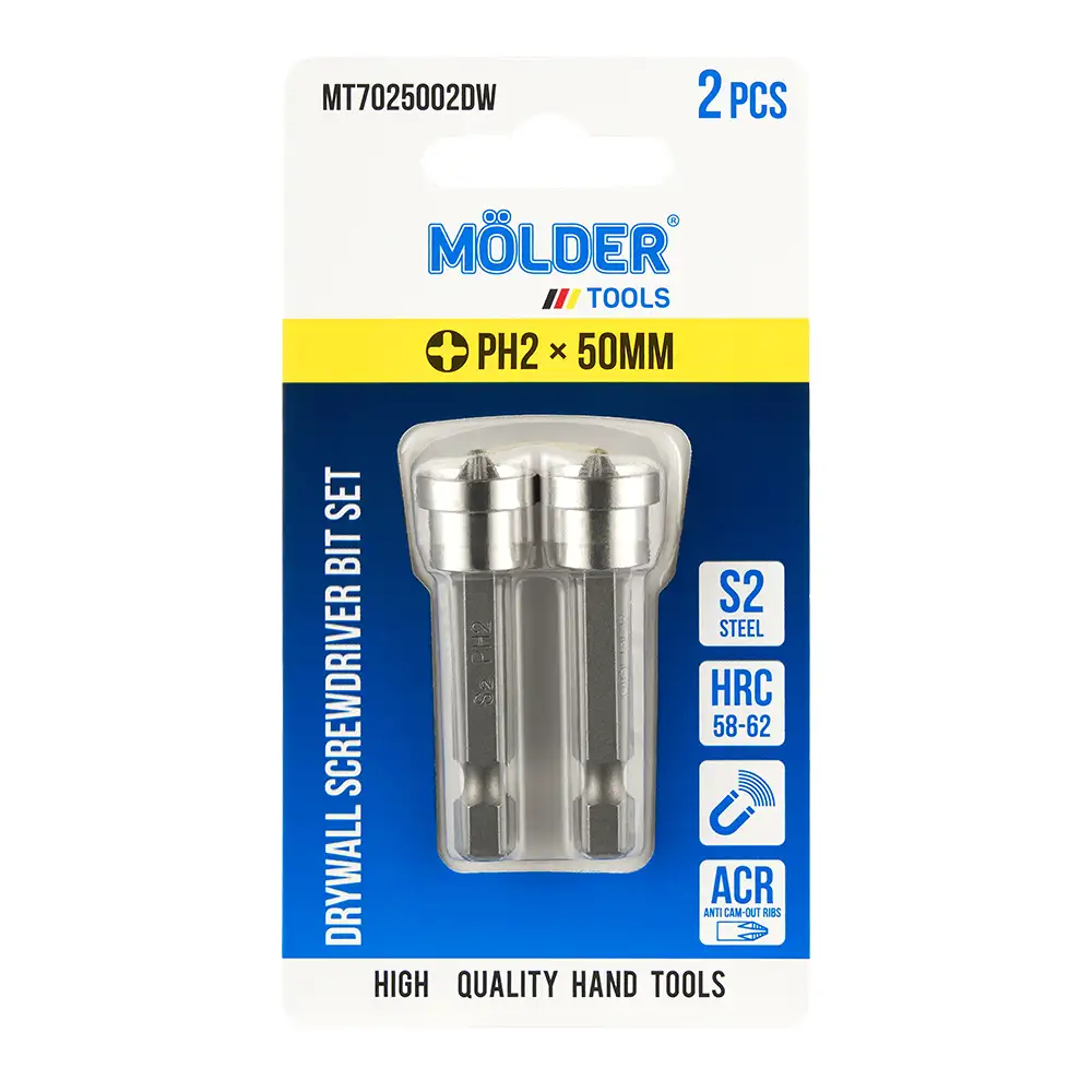 Набір біт Molder з обмежувачем для гіпсокартону PH2x50мм 2шт MT7025002DW MT7025002DW