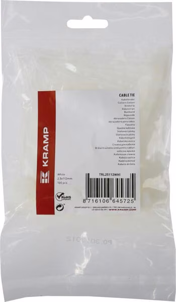 Стяжка + етикетка 2,5х110мм біла 100шт TRL0125112WHI