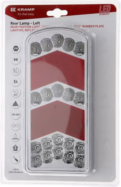 Ліхтар задній LH LED, прямокутний, 12-24V, 228x106x40мм