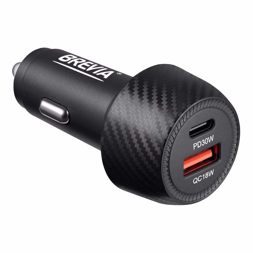 Автомобільний зарядний пристрій Brevia ePower Dual Carbon 48W 1xUSB-C+1xUSB-A, 46048CUB 46048CUB