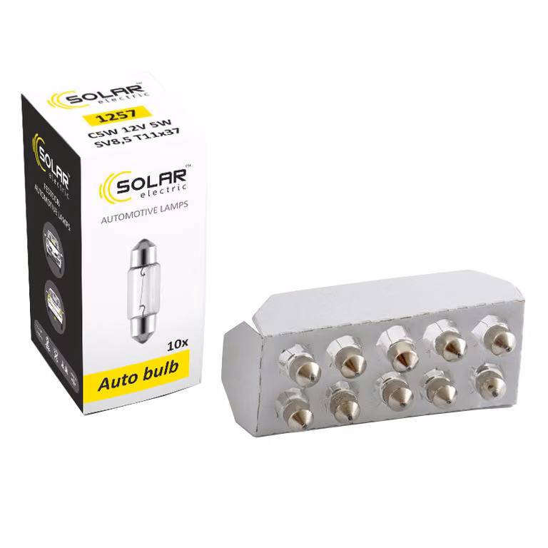 Лампа розжарювання SOLAR C5W 12V 5W SV8.5 T11x37, 10шт 1257