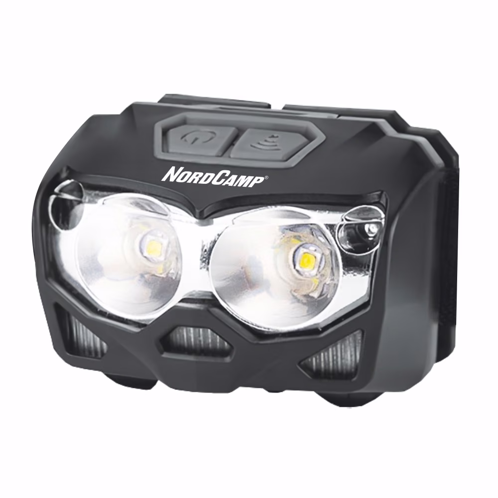 Ліхтар налобний Nord Camp 500Lm, 2x5W CREE XTG, 1200mAh/3xAAA, з сенсором білий/червоний, NC30900 NC30900