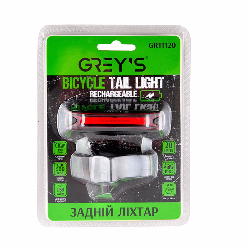 Ліхтарик на велосипед задній Grey's GR11120 2хLEDs 1W GR11120